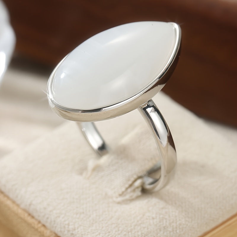 Retro Teardrop-Shaped Silvery Ring, Versatile Accessory